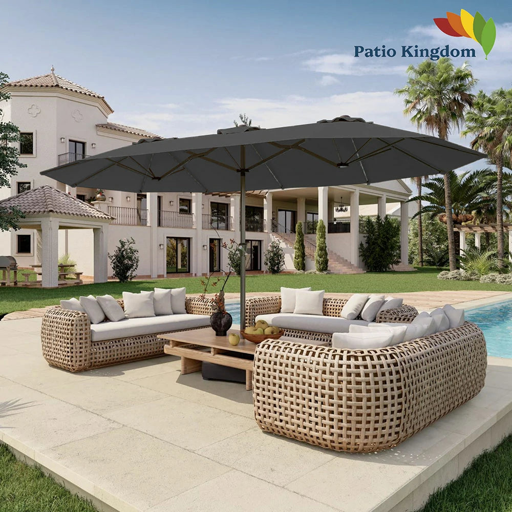 patio kingdom double sided iron patio umbrella