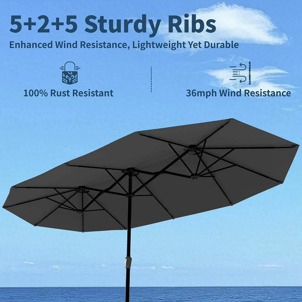patio kingdom double sided iron patio umbrella