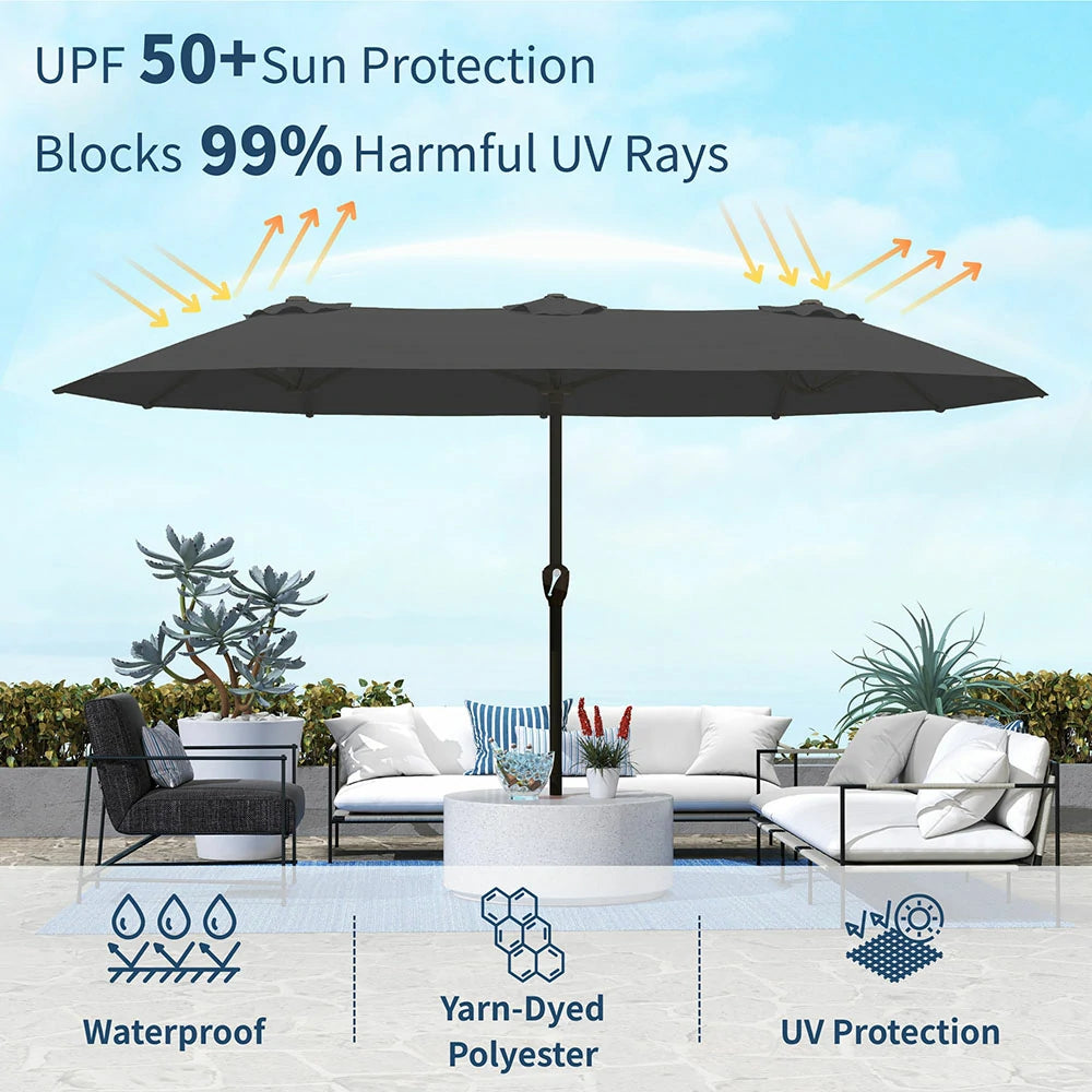 patio kingdom double sided iron patio umbrella