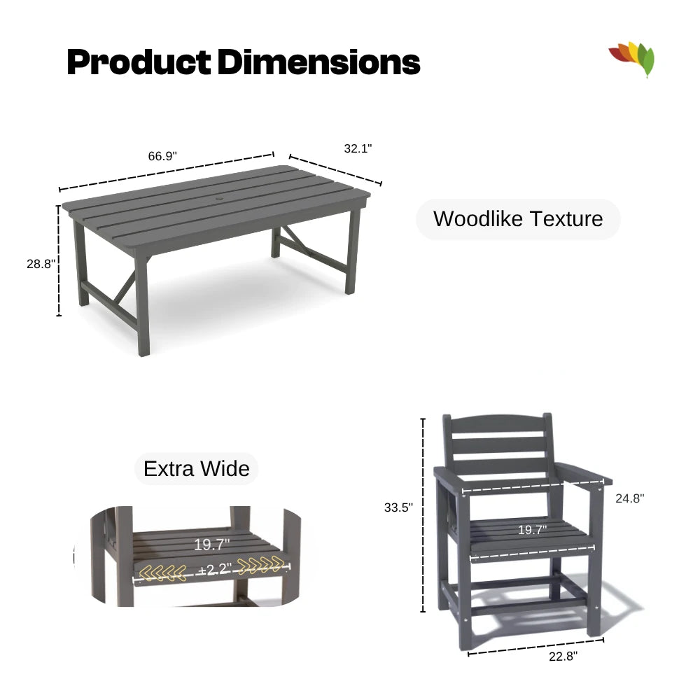 Patio Kingdom HDPE Dining table set