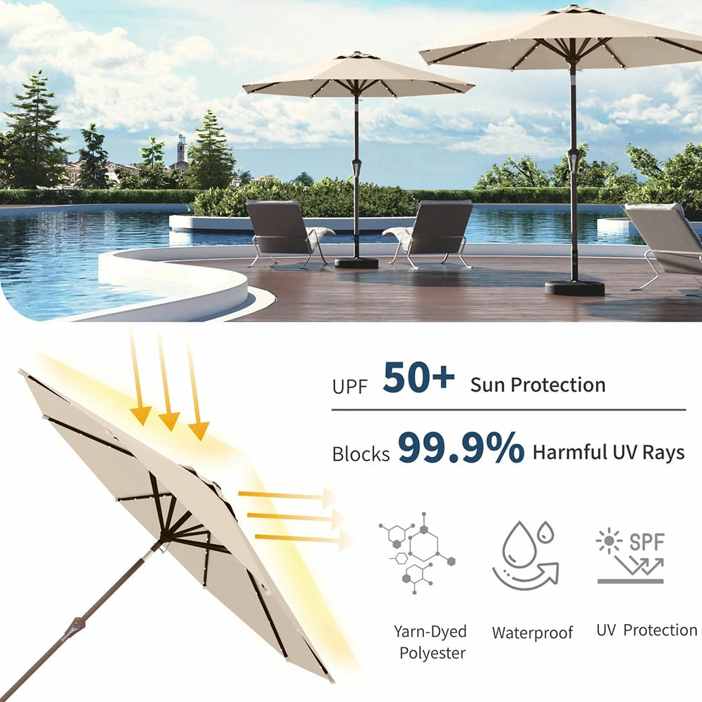 PatioKingdom outdoor umbrella with solar lights