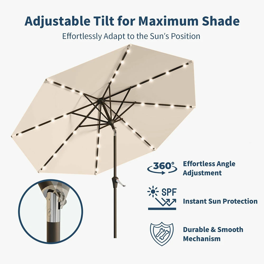 PatioKingdom outdoor umbrella with solar lights