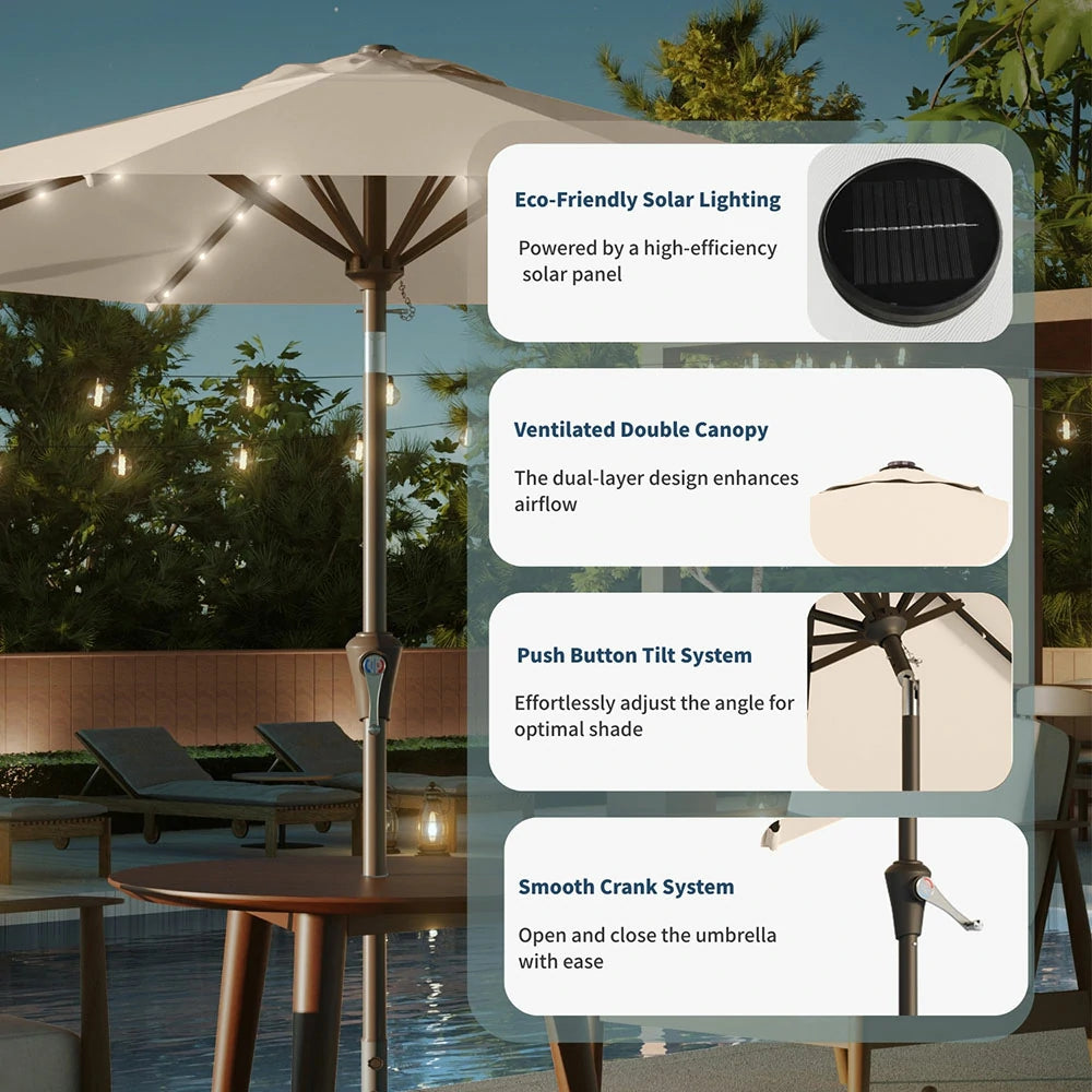 PatioKingdom outdoor umbrella with solar lights