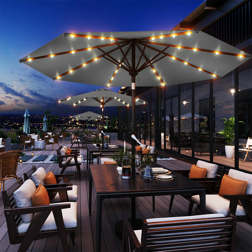 PatioKingdom outdoor umbrella with solar lights