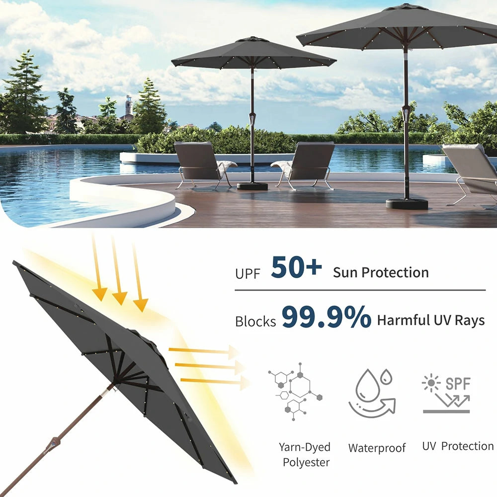 PatioKingdom outdoor umbrella with solar lights