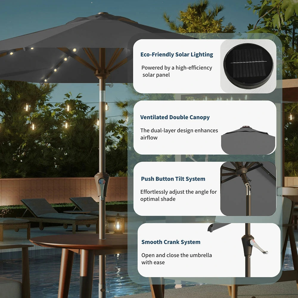 PatioKingdom outdoor umbrella with solar lights
