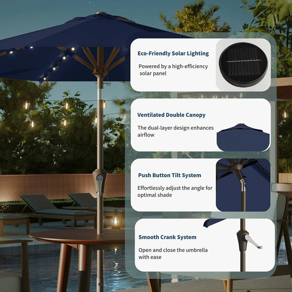 PatioKingdom outdoor umbrella with solar lights