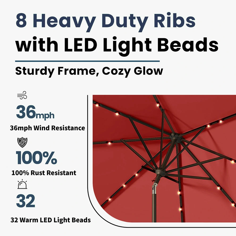 PatioKingdom outdoor umbrella with solar lights
