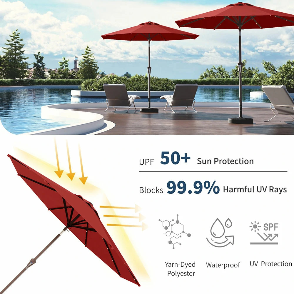 PatioKingdom outdoor umbrella with solar lights