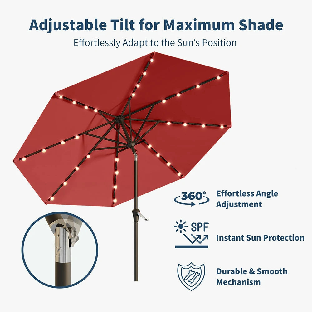 PatioKingdom outdoor umbrella with solar lights