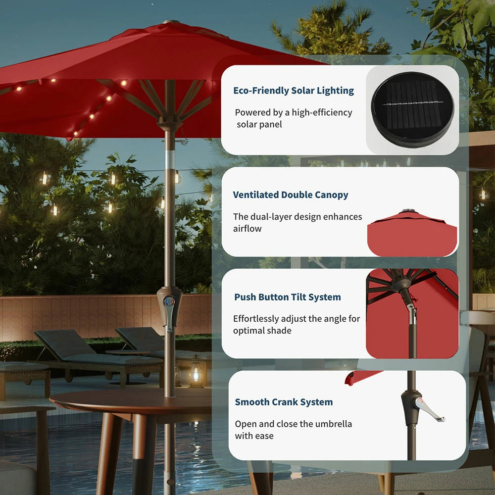 PatioKingdom outdoor umbrella with solar lights