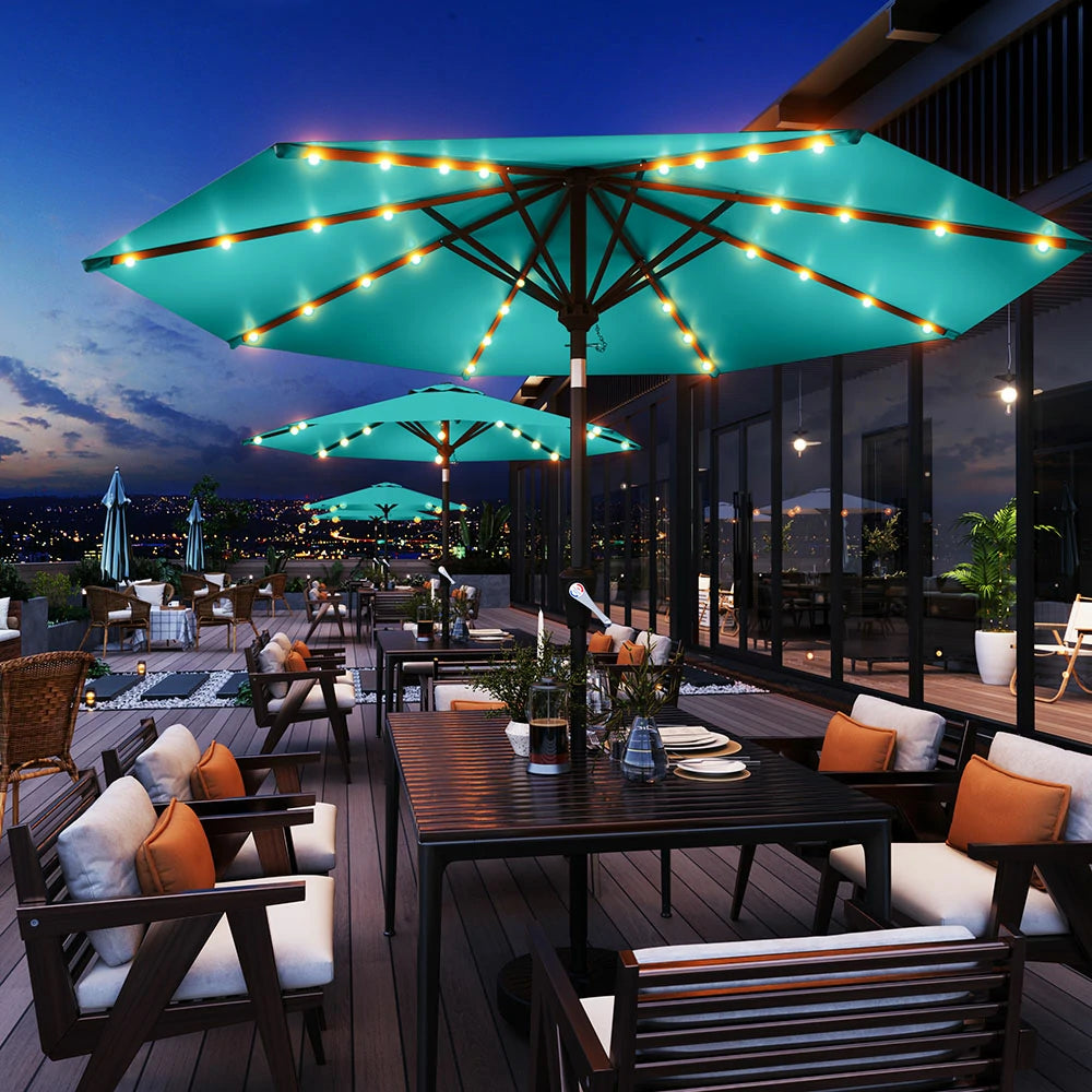 PatioKingdom outdoor umbrella with solar lights