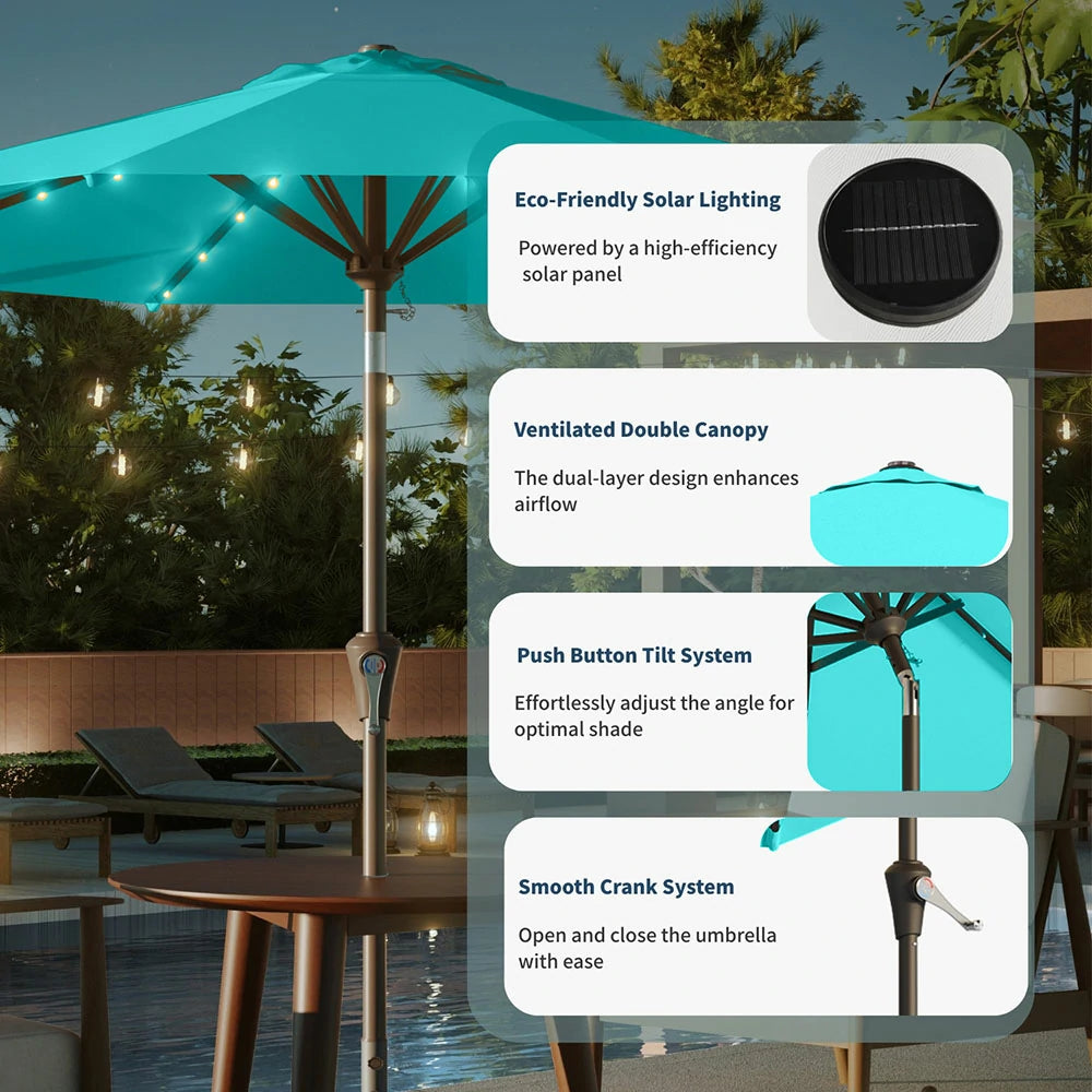 PatioKingdom outdoor umbrella with solar lights