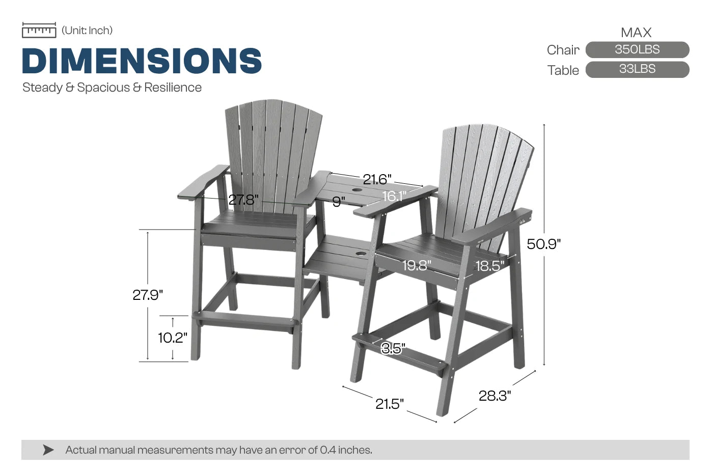 Tall Adirondack Chair Set