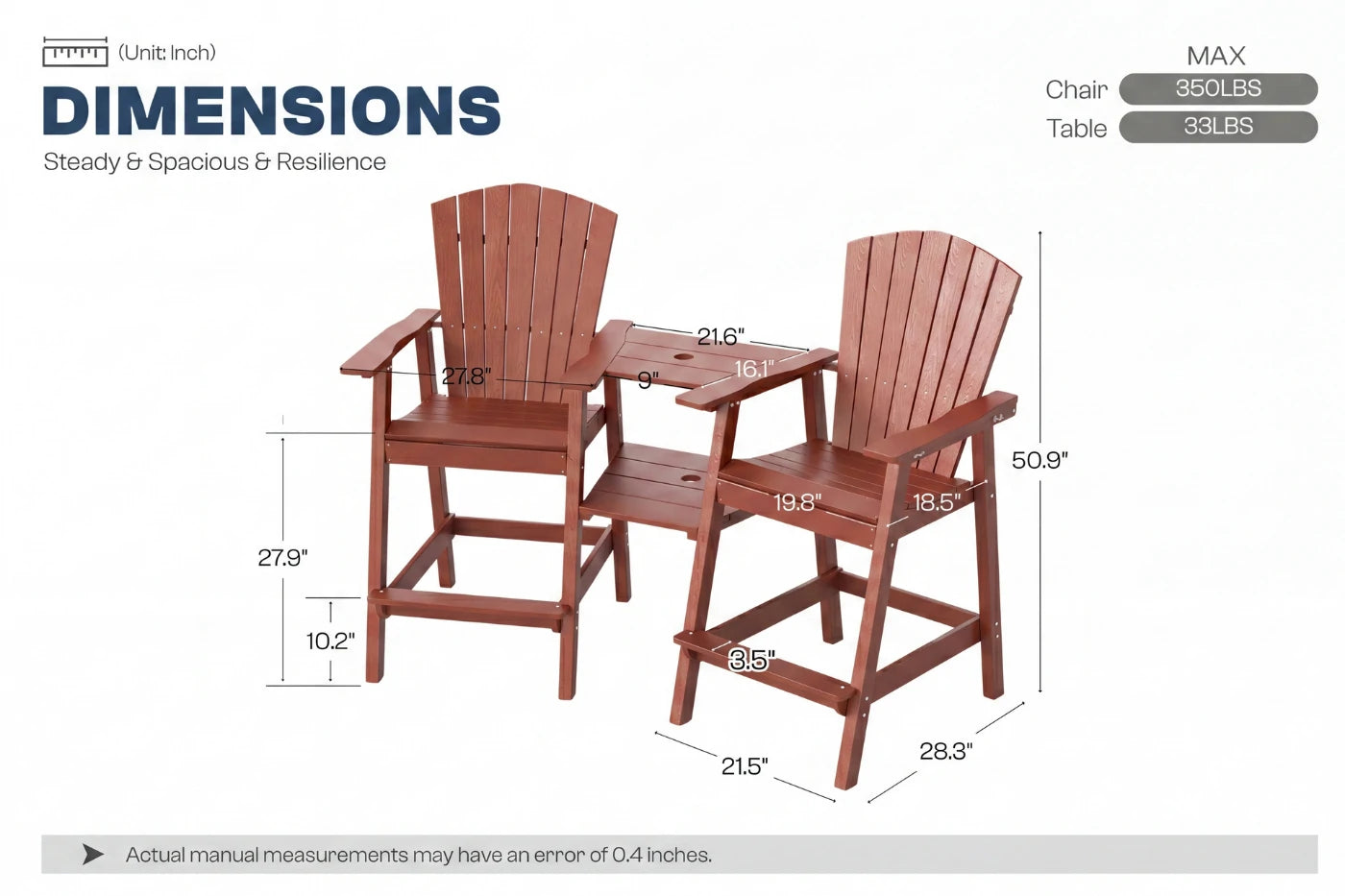 Tall Adirondack Chair Set