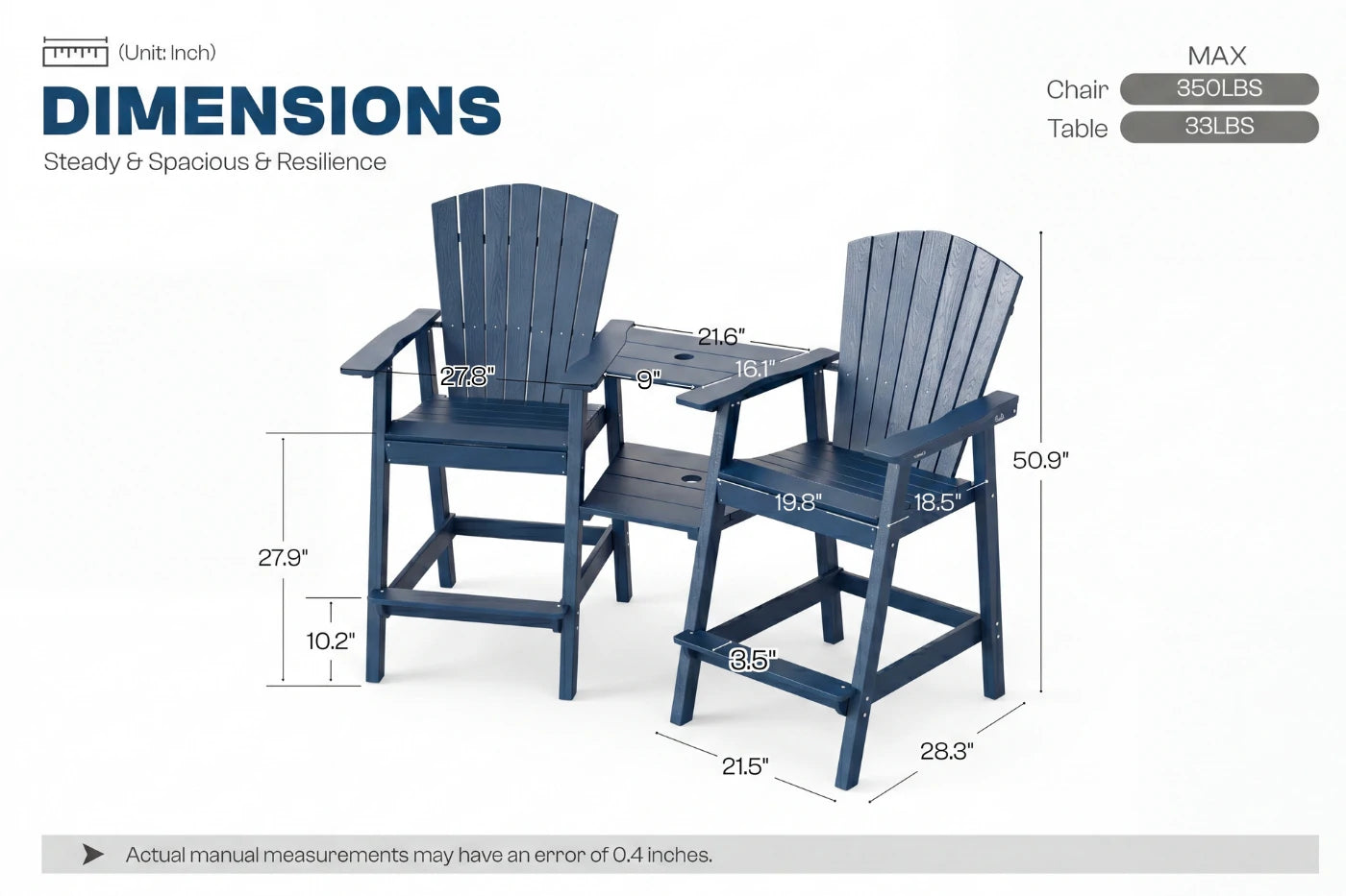 Tall Adirondack Chair Set