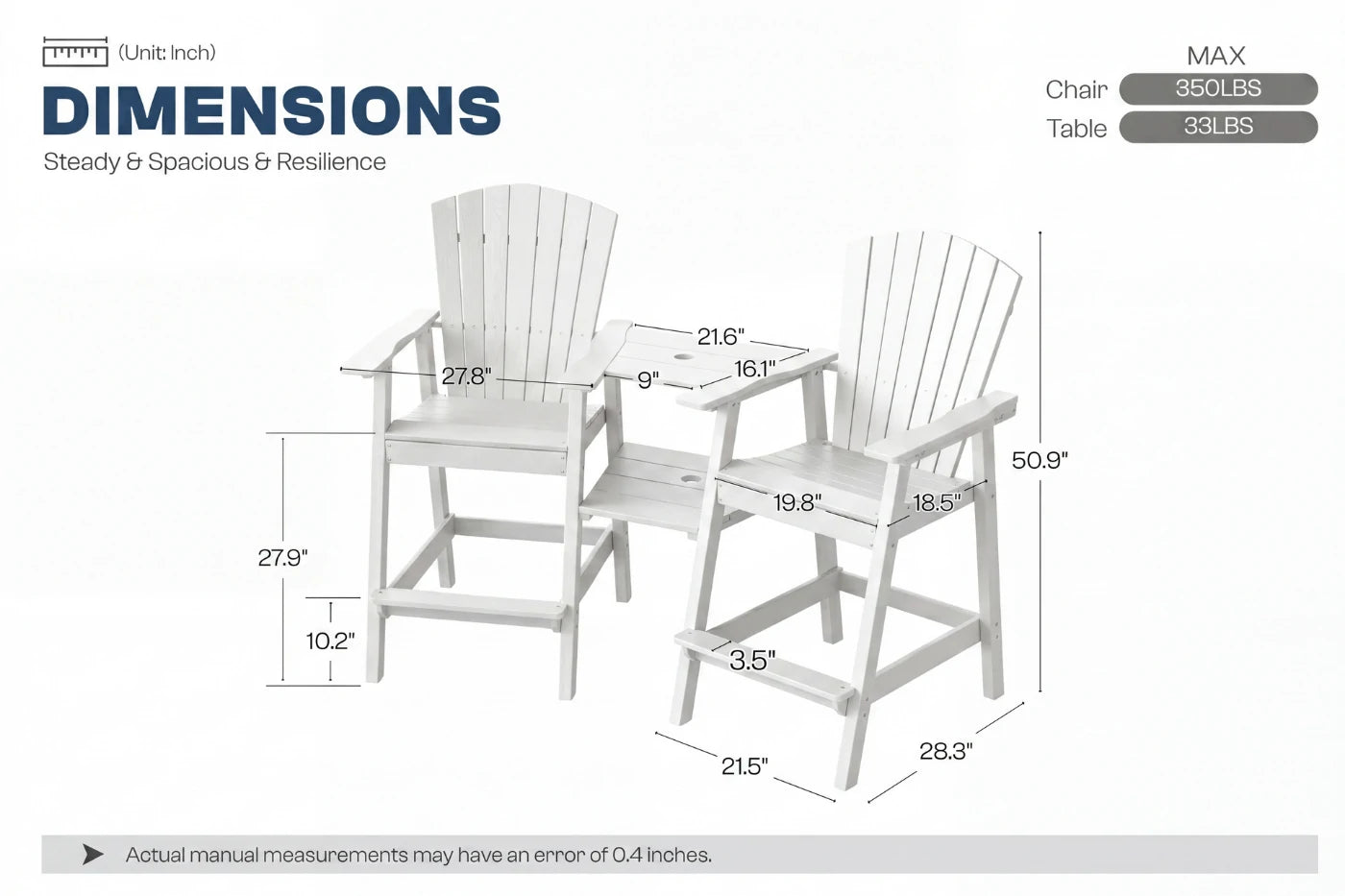 Tall Adirondack Chair Set