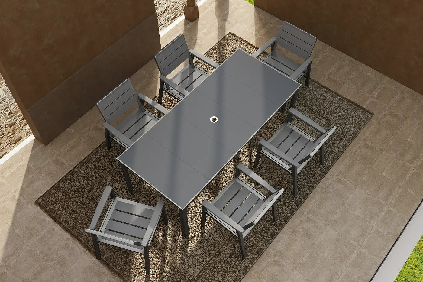 7 Piece HDPE & Metal Dining Set