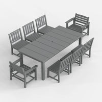 Gray outdoor furniture set with a table and chairs on a white background