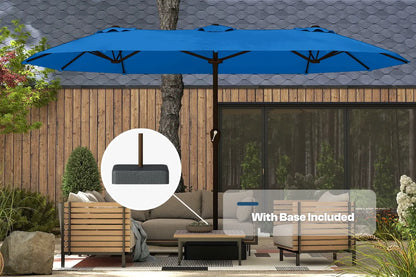 Fiberglass Double-Sided Patio Umbrella with base