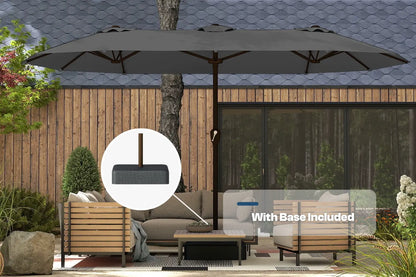 Fiberglass Double-Sided Patio Umbrella with base