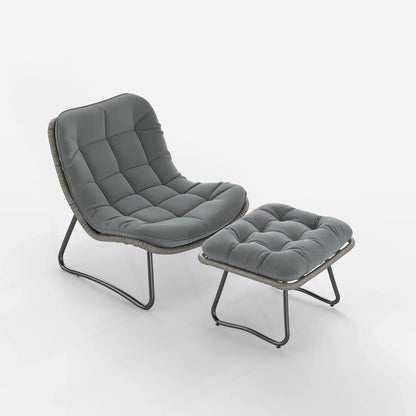 Wicker Lounge Chair with Ottoman