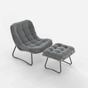 Wicker Lounge Chair with Ottoman