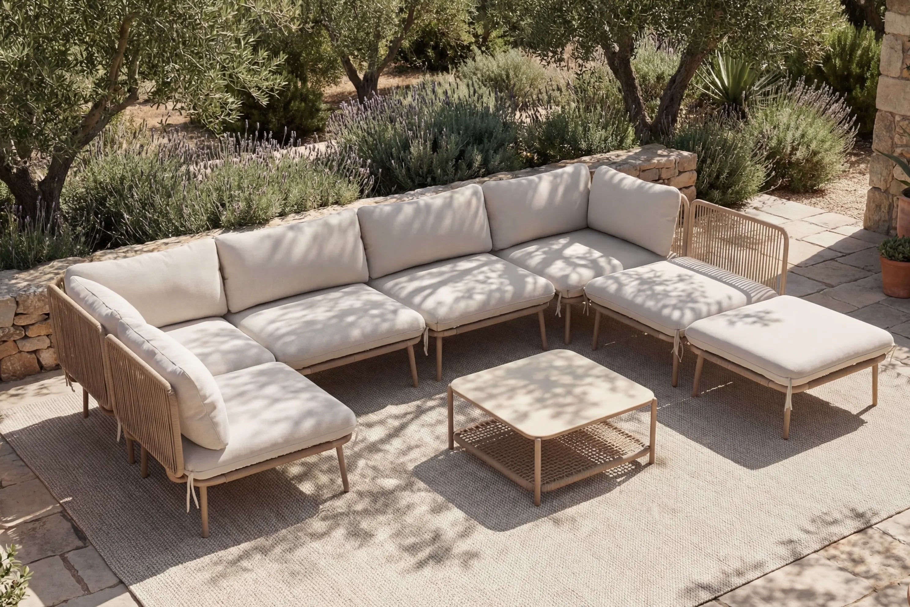 Modular Rope-Woven L-Shaped Sofa