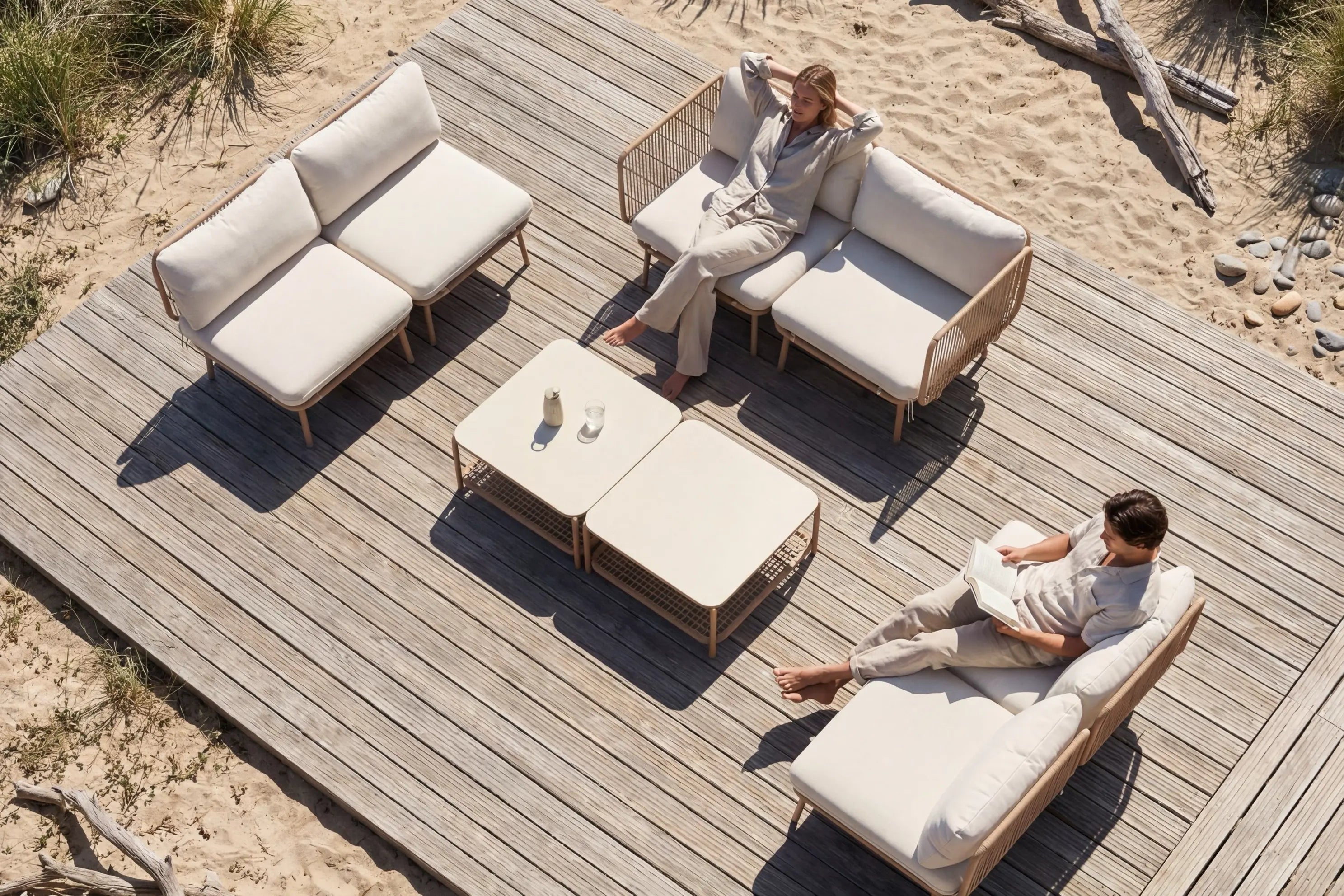 Modular Rope-Woven L-Shaped Sofa