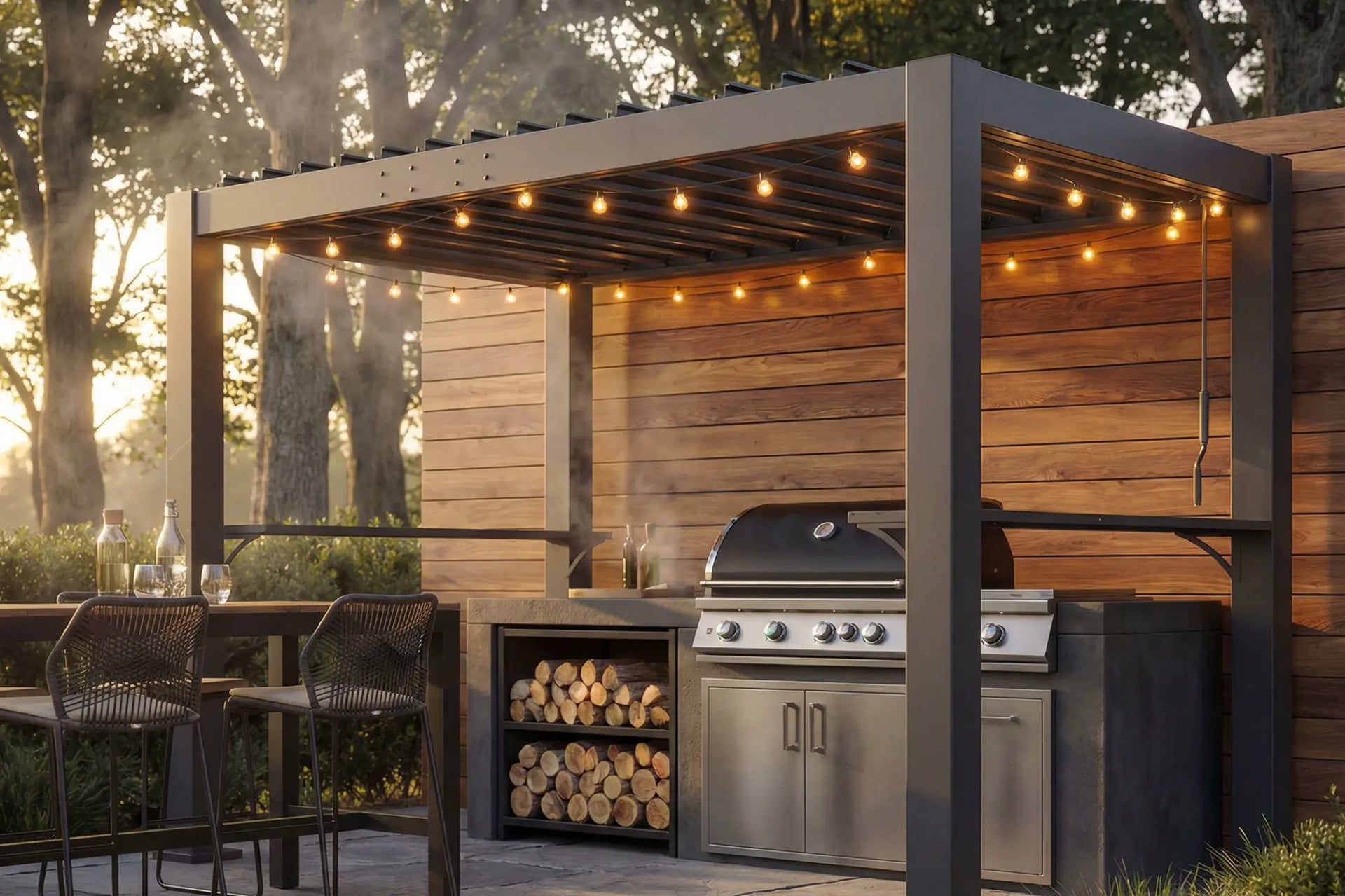 LUXOR™ Louvered BBQ Pergola – Patio Kingdom