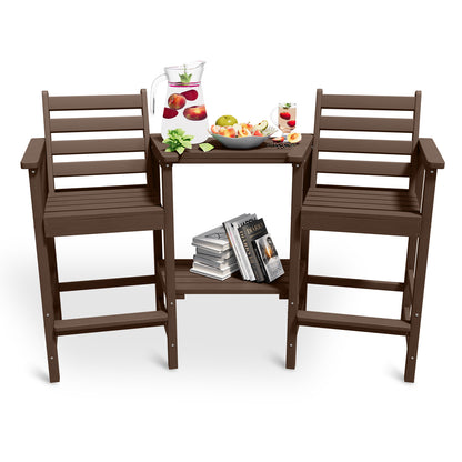 AreShark HDPE Tall Adirondack Chair Set with Removable Double Trays