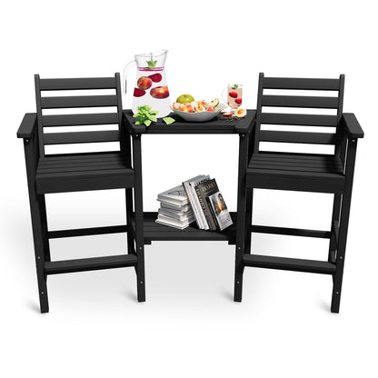 AreShark HDPE Tall Adirondack Chair Set with Removable Double Trays