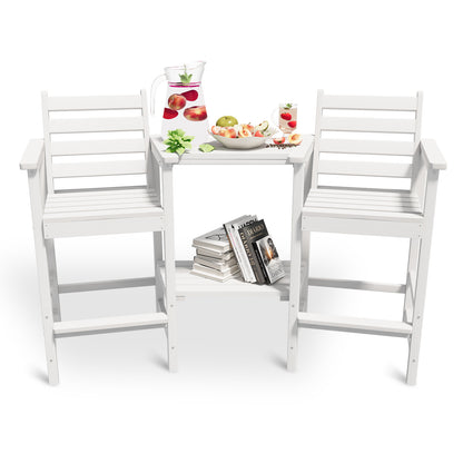 AreShark HDPE Tall Adirondack Chair Set with Removable Double Trays