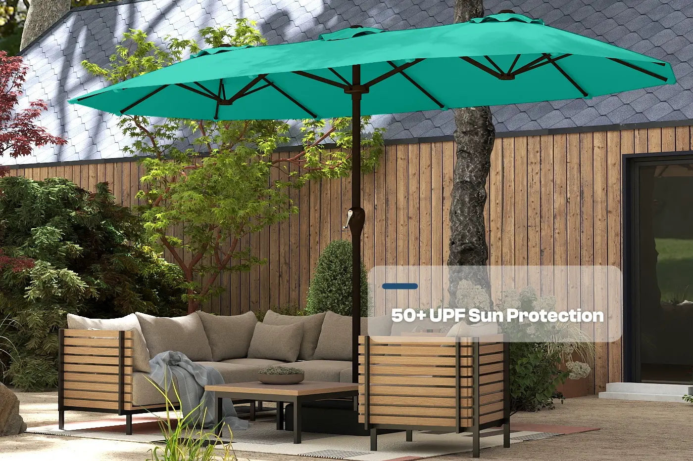 Fiberglass Double-Sided Patio Umbrella with base