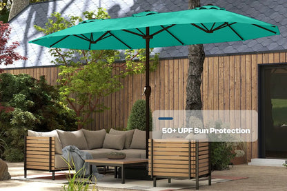 Fiberglass Double-Sided Patio Umbrella with base