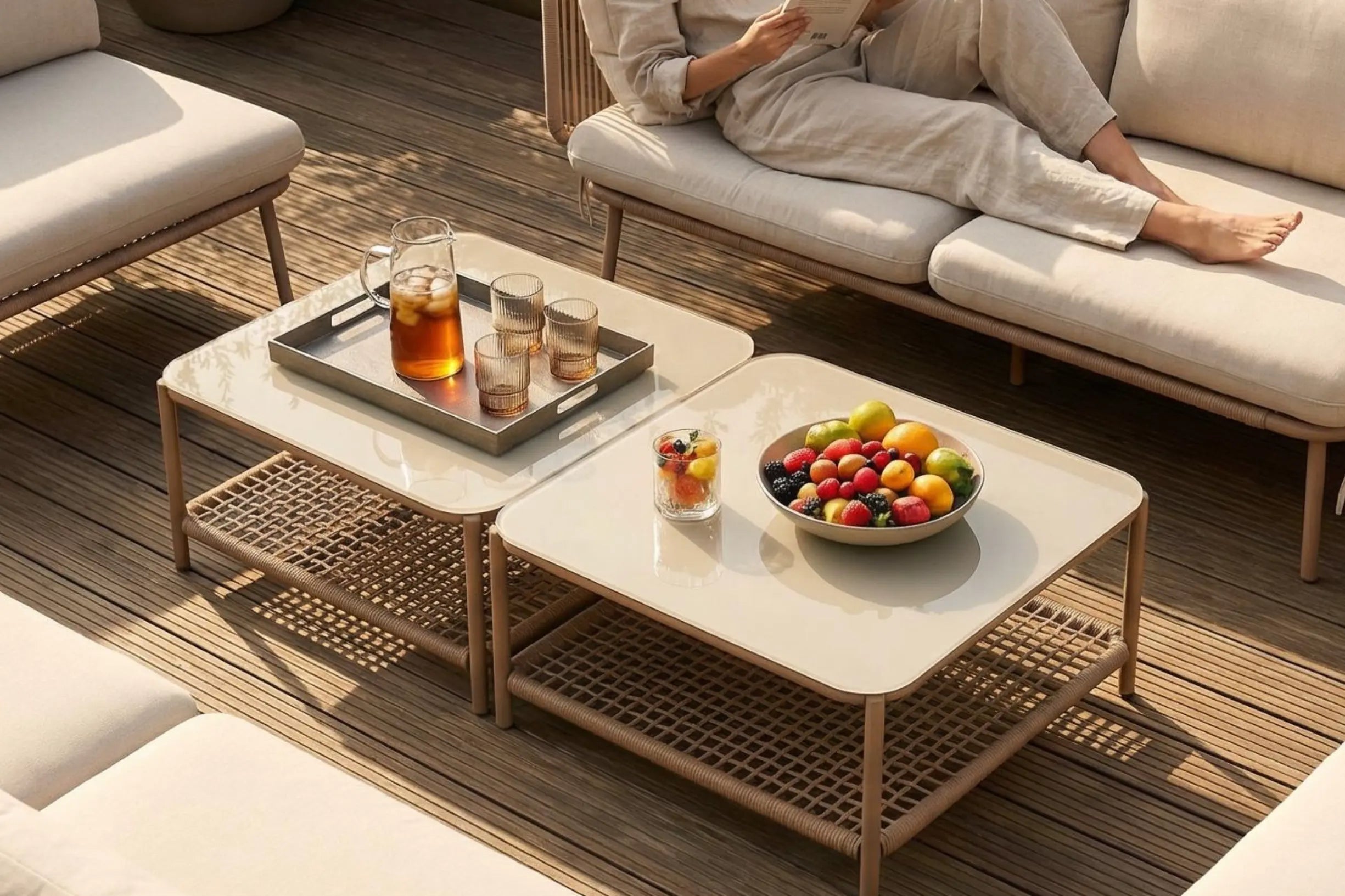 Modular Rope-Woven L-Shaped Sofa