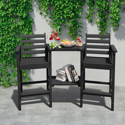 AreShark HDPE Tall Adirondack Chair Set with Removable Double Trays