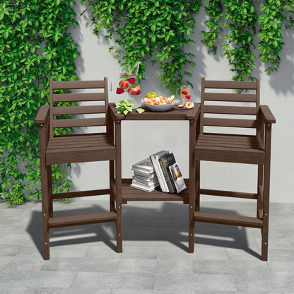 AreShark HDPE Tall Adirondack Chair Set with Removable Double Trays