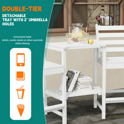 AreShark HDPE Tall Adirondack Chair Set with Removable Double Trays