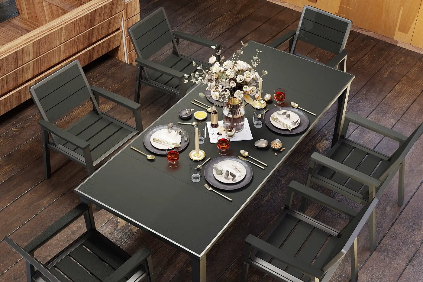 7 Piece Metal Frame Dining Set