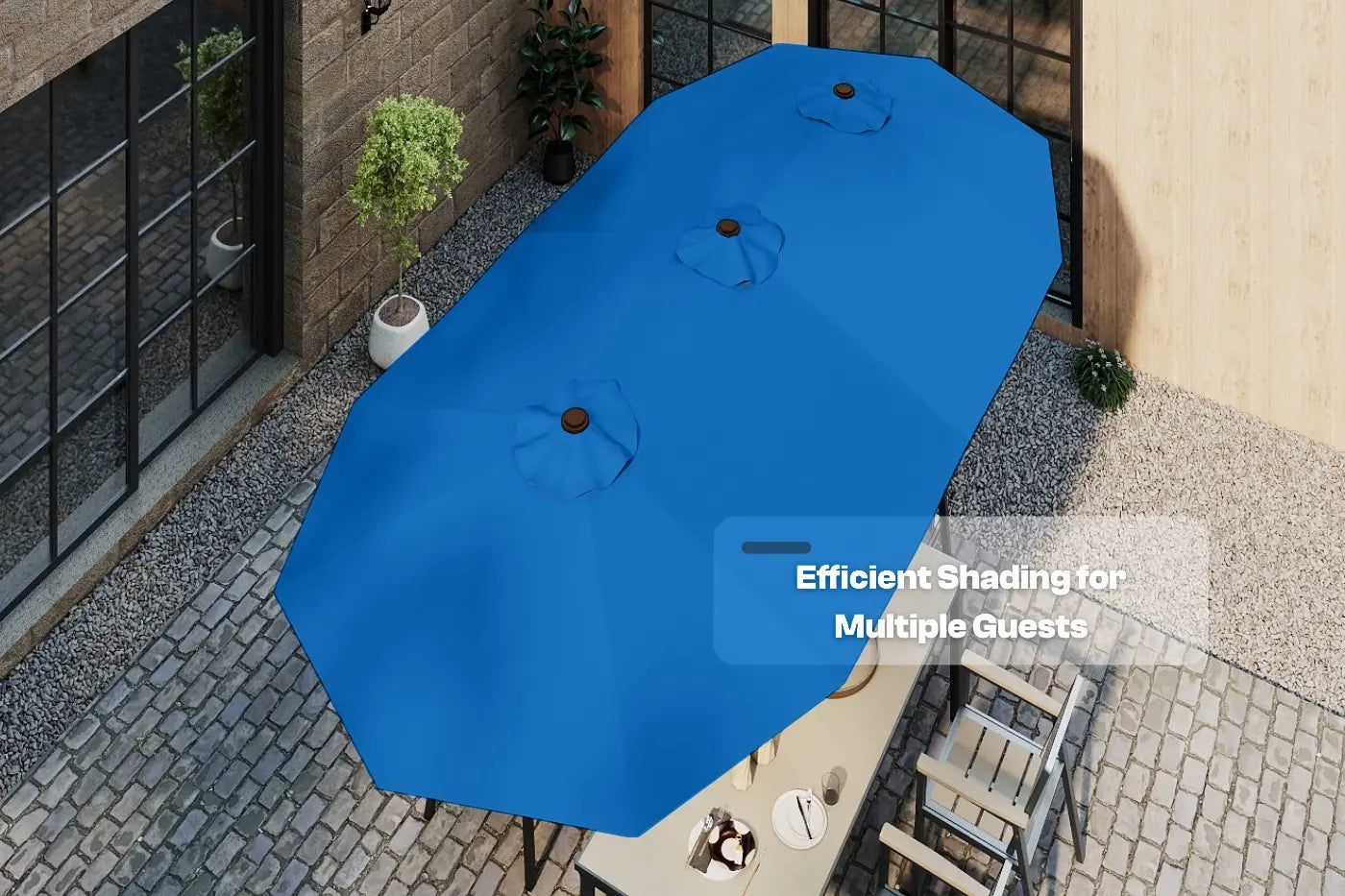 Fiberglass Double-Sided Patio Umbrella with base
