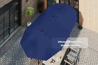 Fiberglass Double-Sided Patio Umbrella with base