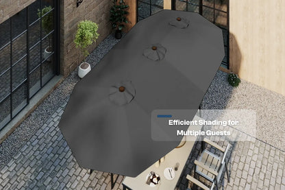 Fiberglass Double-Sided Patio Umbrella with base
