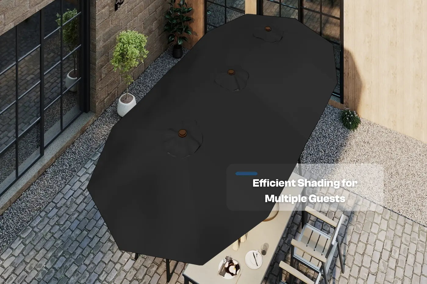 Fiberglass Double-Sided Patio Umbrella with base
