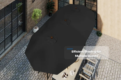 Fiberglass Double-Sided Patio Umbrella with base