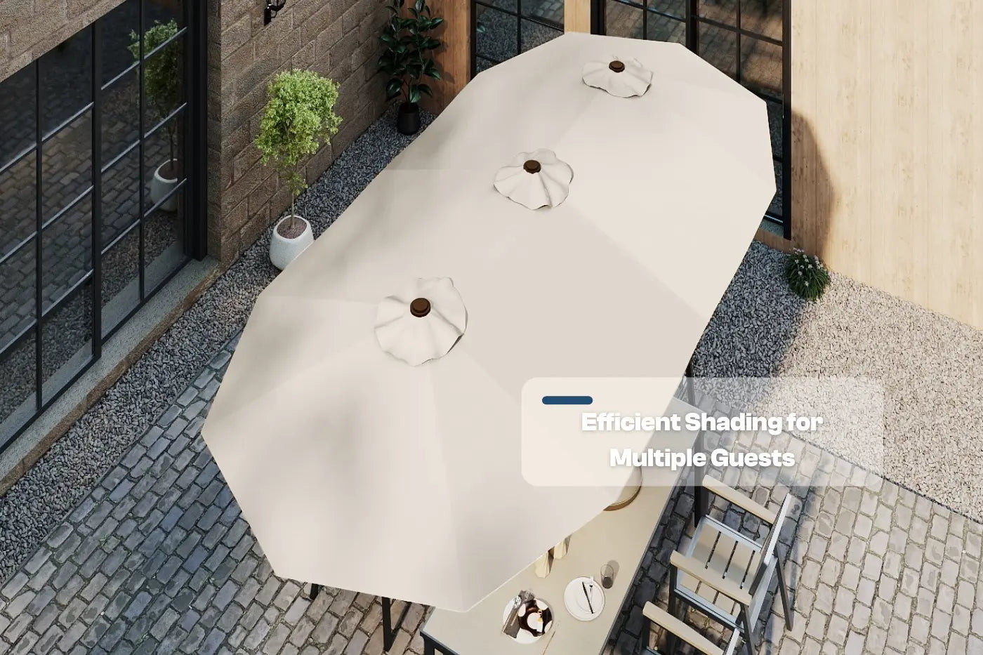 Fiberglass Double-Sided Patio Umbrella with base