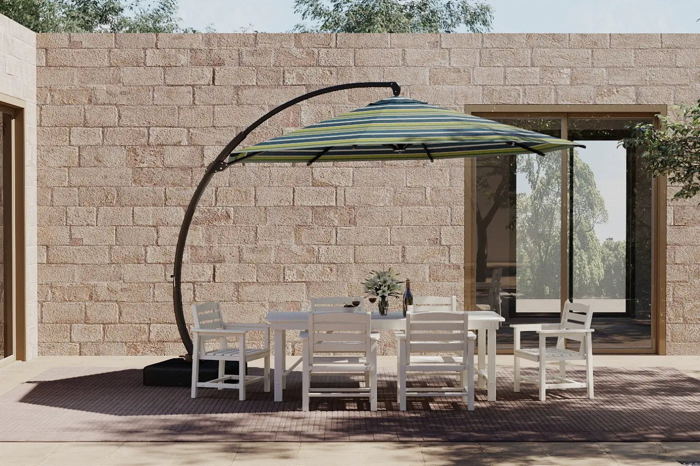 Acrylic Fabric Cantilever Umbrella with Base