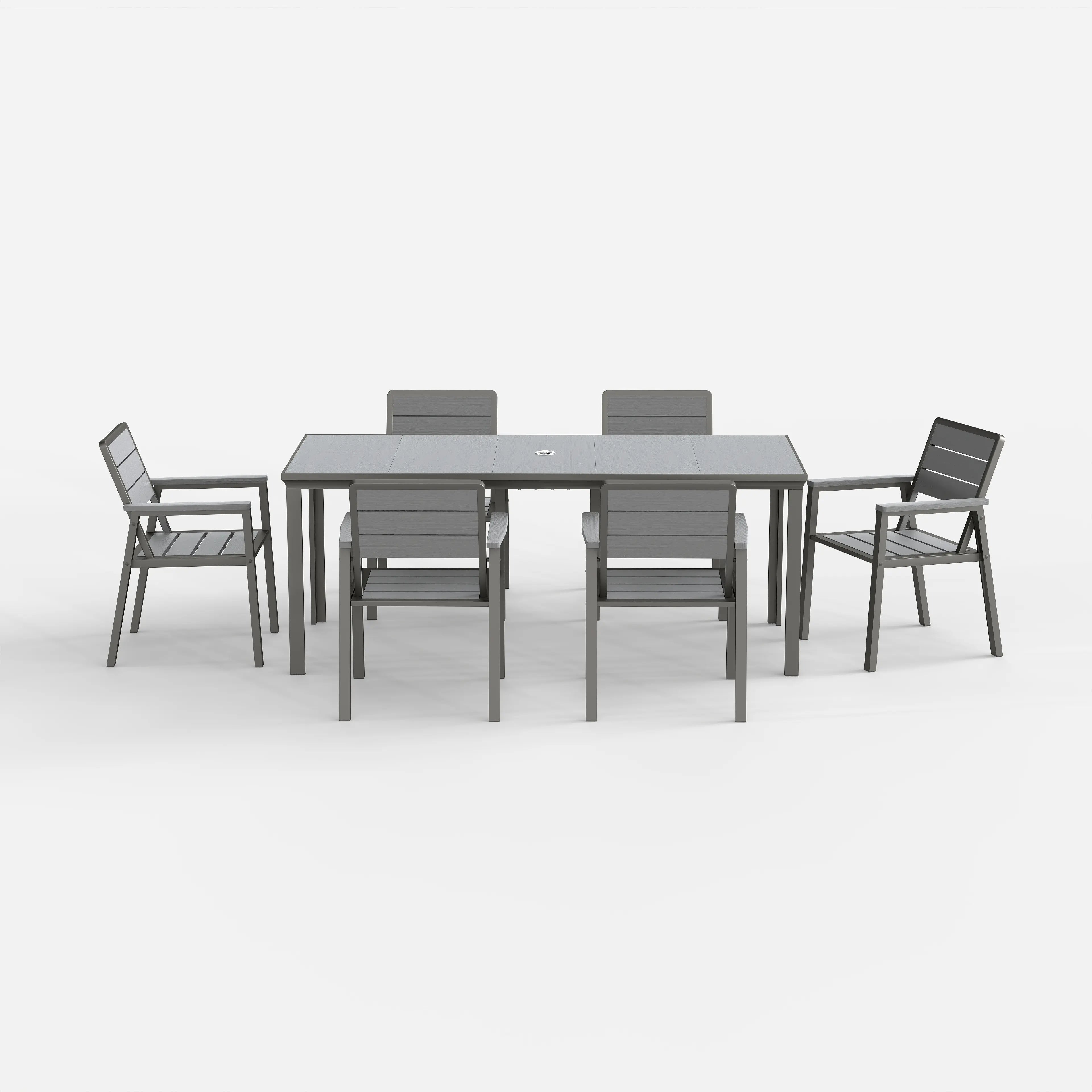 7 Piece HDPE & Metal Dining Set