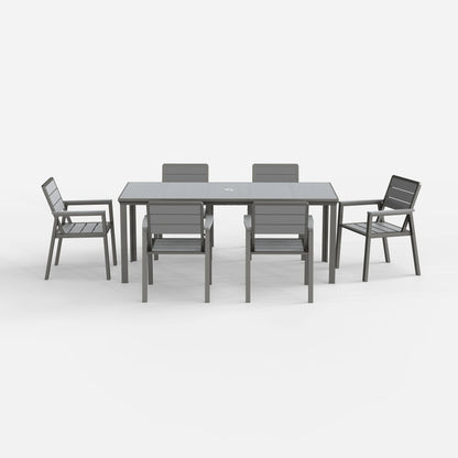 7 Piece HDPE & Aluminum Dining Set