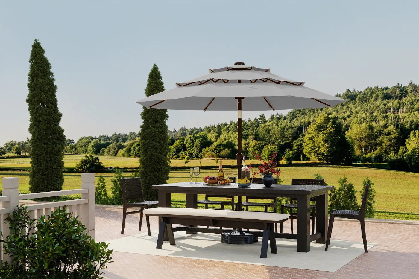 Fiberglass 3-Tier Patio Umbrella